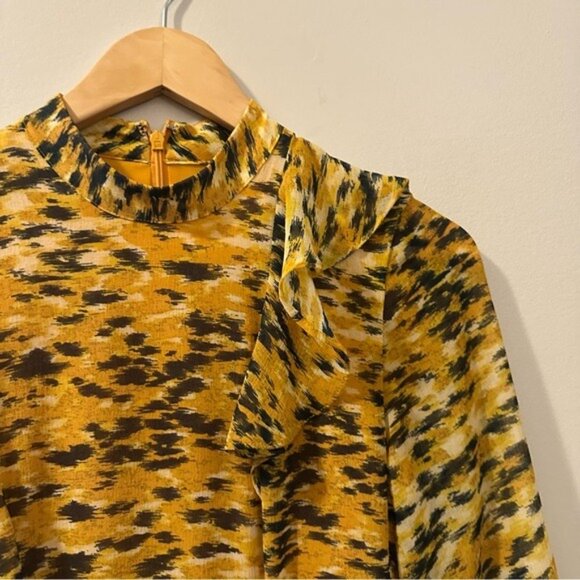 Whistles Ines Ikat Animal Print Long Sleeve Midi Dress Size 0 NWOT Autumncore - Picture 8 of 16